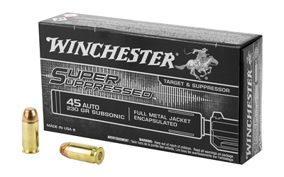 WINCHESTER SUPER SUPPRESSED 45 ACP 230GR FMJ 50RD 10BX/CS - for sale