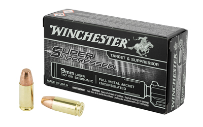 WINCHESTER SUPER SUPPRESSED 9MM LUGER 147GR FMJ 50RD 10B/C - for sale
