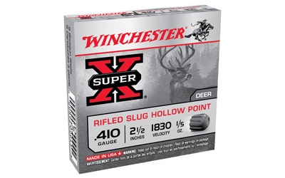 WINCHESTER SUPER-X SLUGS 410 2.5" 1830FPS 1/5OZ 5RD 50BX/CS - for sale