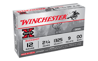 WINCHESTER SUPER-X 12GA 2.75" 5RD 50BX/CS 1325FPS 00BK 9PLTS - for sale