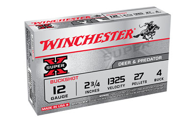 WINCHESTER SUPER-X 12GA 2.75" 1325FPS 4BK 27PLTS 5RD 50BX/CS - for sale