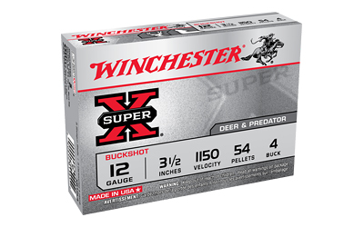 WINCHESTER SUPER-X 12GA 3.5" 1150FPS 4BK 54PLTS 5RD 50BX/CS - for sale