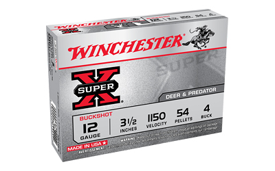WINCHESTER SUPER-X 12GA 3.5" #4 BUCK 54 PELLETS 5RD 50BX/CS - for sale