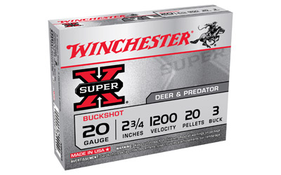 WINCHESTER SUPER-X 20GA 2.75" 1200FPS 3BK 20PLTS 5RD 50BX/CS - for sale